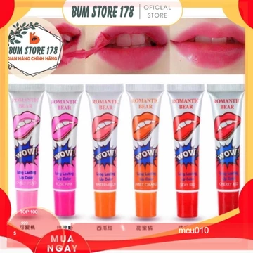 Son Xăm Hàn Quốc , Son xăm WOW Dạng Lột Lâu Trôi Chống Nước - Wow Romantic Bear Long Lasting Lip Color