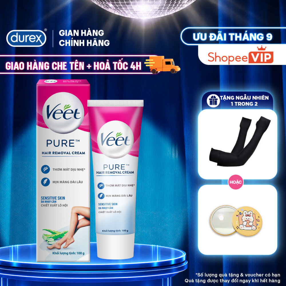 [HỎA TỐC 4H] [MỚI] Kem tẩy lông Veet Pure cho da nhạy cảm, hộp lớn 100g tiết kiệm, công thức Pure cải tiến