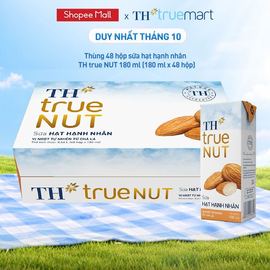 Thùng 48 hộp sữa hạt hạnh nhân TH true NUT 180 ml (48 Hộp)