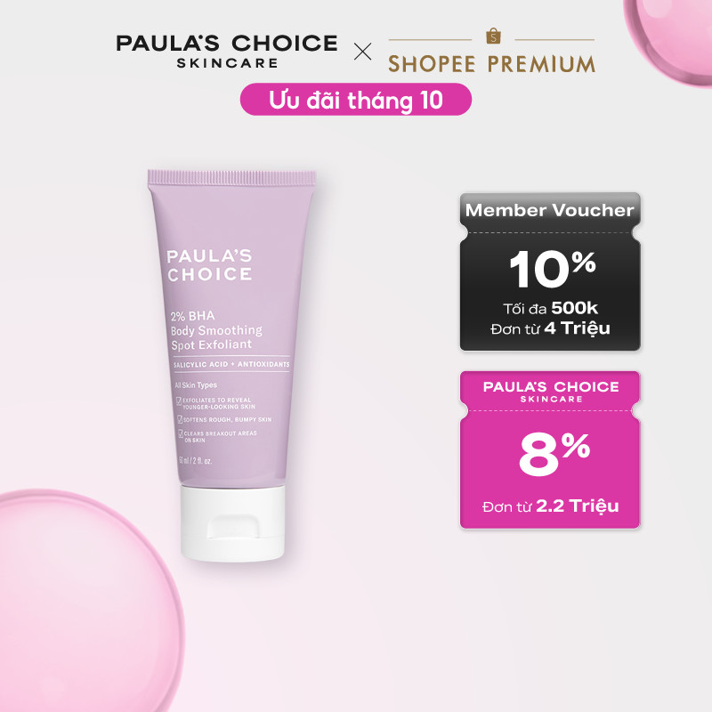Kem dưỡng thể hỗ trợ giảm mụn và làm mịn da Paula's Choice 2% BHA Body Smoothing Spot Exfoliant 60ml mã 5706