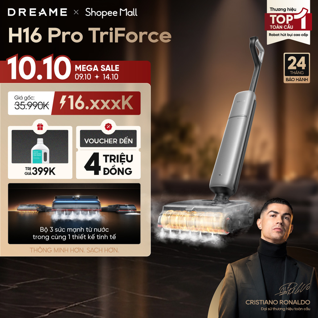 Dreame H16 Pro Triforce Máy hút bụi lau sàn hơi nước 200ºC | giặt nóng 95°C | lau sàn với bọt chuyên sâu | BH 24 tháng