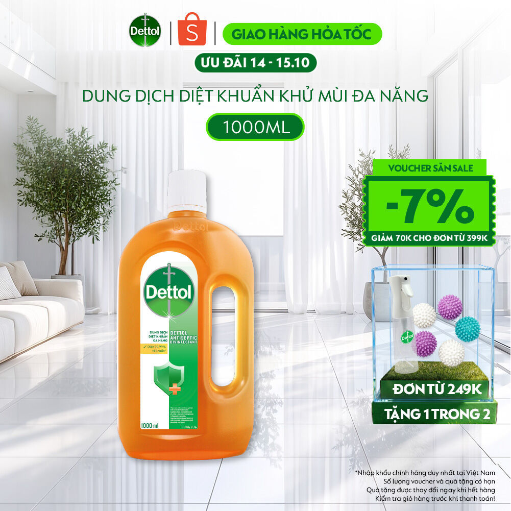 Dettol Dung Dịch Diệt Khuẩn Khử Mùi Đa Năng, Chai 1L