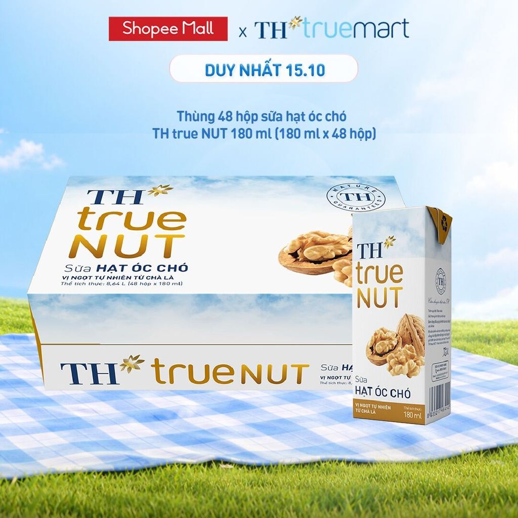 Thùng Sữa Hạt TH true NUT milk Óc Chó 180ml (48 Hộp)