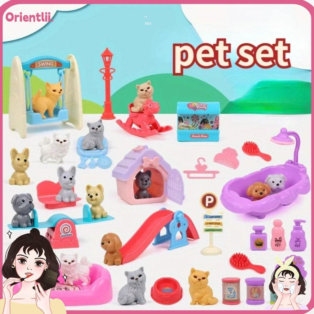 ORIENTTK Dog Pet Basket Toys, Dog Doll Set Cute Mini Puppy Pretend Play ...