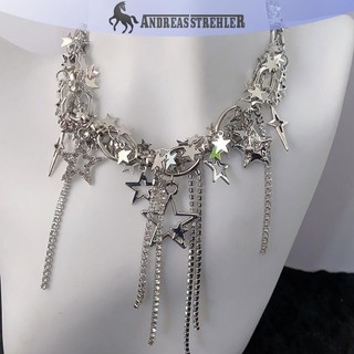 Onetimingfine Mới Phong Cách Punk Dây Xích Ngôi Sao sel Vòng Cổ Choker Dành Cho Nữ Trang Sức Đảng Cổ Vòng Cổ VN