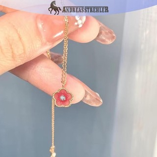 Onetimingfine Hoa Đào Vòng Cổ Mặt Dây Chuyền Hoa Hồng Ngọt Ngào Dễ Thương Cổ Dây Xích Sáng Bóng Zircon Xương Đòn Dây Xích Dành Cho Nữ Trang Sức Thời Trang Quà Tặng VN