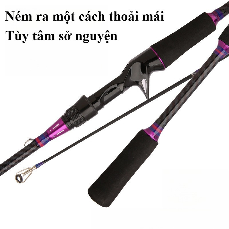 Cần Câu Lure Carbon Sói Đen - Dài 1m65/1m8, Chịu Tải 5-7kg, Dùng Máy Ngang & Đứng, Siêu Bền Nhẹ