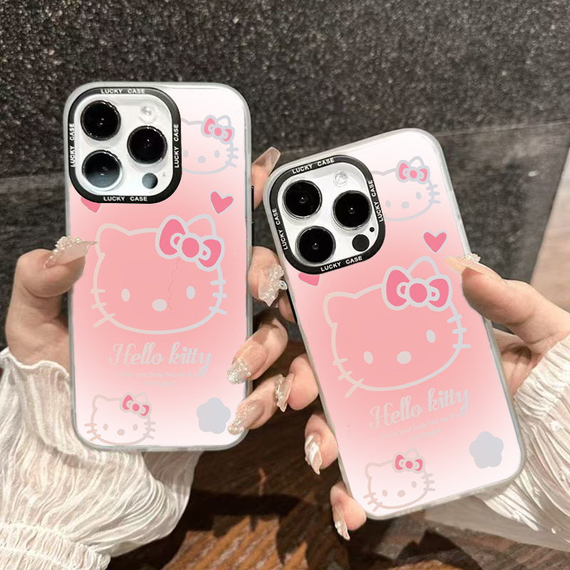 Ốp Lưng iPhone Hình Hello Kitty Hồng Dễ Thương - Tương Thích 16/15/14/13/12/11 Pro Max, XS Max, X