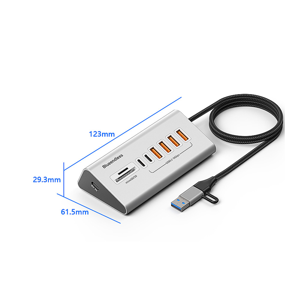Blueendless Hợp Kim Nhôm 8in1 USB 3.2 HUB Bộ Chia USB 5V Nguồn 10Gbps Có Đầu Đọc Thẻ Cho Điện Thoại Di Động Laptop PC