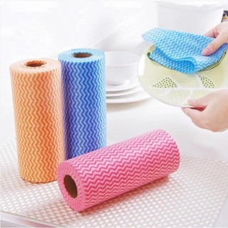 [Mẫu mới] Cuộn giấy lau bếp nhiều màu sắc, chất liệu vải không dệt, 50 tờ/cuộn - đa năng, tiện dụng