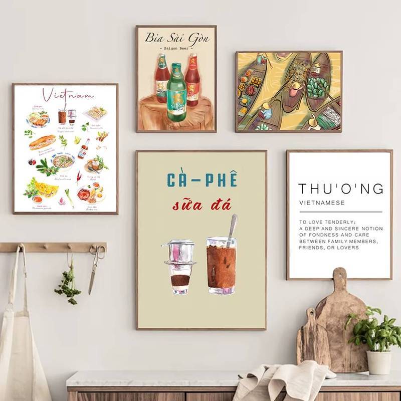 Việt Nam Thực Phẩm Nghệ Thuật In Bánh Mi Pho Áp Phích Nấu Ăn Thực Phẩm Việt Nam Ẩm Thực Canvas Tranh Treo Tường Hình Ảnh Trang Trí Nhà Bếp