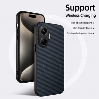 2025 Họa Tiết Sợi Carbon Hút Từ Tính Đơn Giản Màu Trơn Vỏ Điện Thoại Bảo Vệ Toàn Bộ Ống Kính Ốp Lưng Chống Sốc Cho Xiaomi Poco F7 F7 Pro Ultra