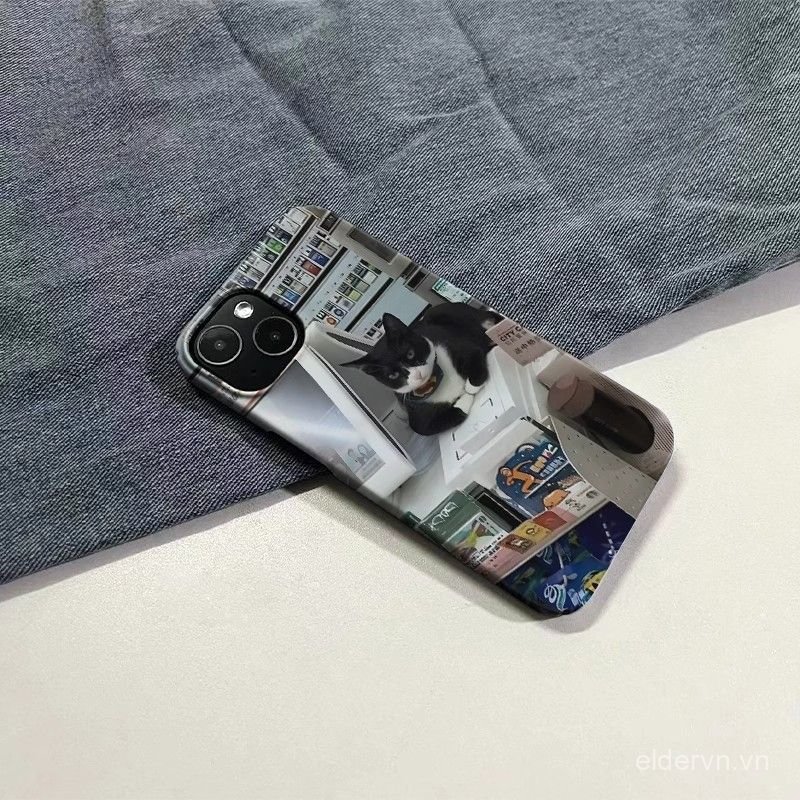 Ốp Điện Thoại Cat Salesman QYJS Thích Hợp Cho IPhone 17 16 15 14 13 ProMax 7 8 plus X XS XR XSMAX 11 12 PRO 14 15 PLUS 17 AIR Film Vỏ Cứng Hợp Thời Trang Dễ Thương XXER