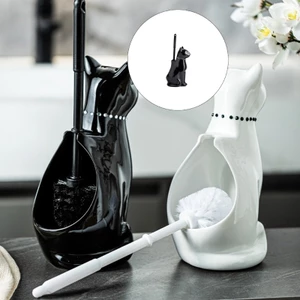 PCF * Gốm Mèo Đế Bồn Cầu Bát Bàn Chải Lông Mềm Bàn Chải Vệ Sinh Nhà Vệ Sinh Có Giá Đỡ Làm Sạch Sâu Bàn Chải Vệ Sinh