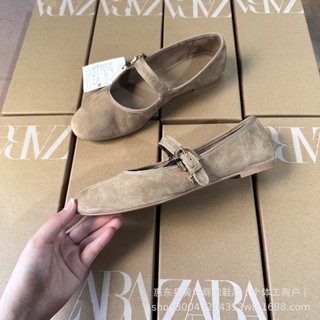 ZAR Pháp Retro Flat Mary Jane Giày Nữ Dây Đeo Bằng Miệng Nông Đế Mềm Giày Ba Lê Size Lớn Giày Nữ Xuyên Biên Giới