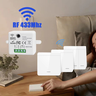 Bảng điều khiển tường RF thông minh không dây 433Mhz có điều khiển từ xa Bộ thu rơle Mini 1 / 2 / 3gang Công tắc đèn Led tại nhà
