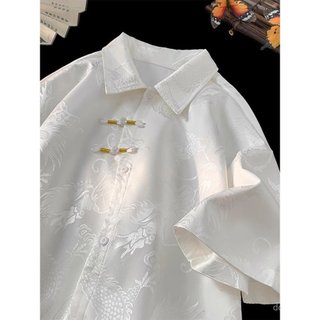 Áo sơ mi nam tay ngắn phong cách cổ điển Trung Quốc, chất liệu silk cao cấp, phù hợp làm áo khoác