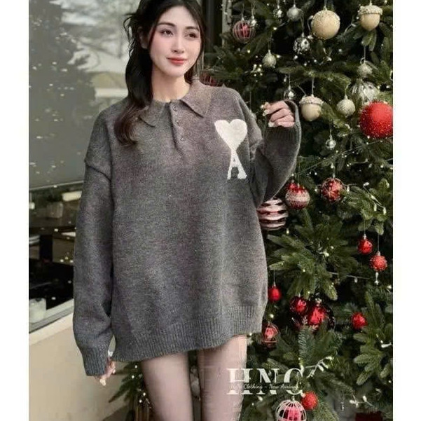 Áo Len Cổ Polo Chữ A Trái Tim KCloset Áo Polo Dày Dặn Dáng Rộng Nam Nữ NA41