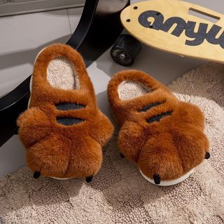 T Tiger Claw Shape Cotton Dép Hoạt Hình Ngoại Vi Nhà Trong Nhà Dày Chống Trơn Trượt Sang Trọng Bông Dép