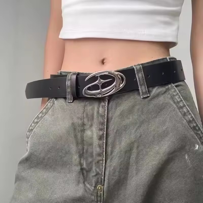 Thắt lưng da PU khóa chữ thập thiết kế Gothic Y2K, chống thấm nước, phù hợp với quần jeans và váy, nhiều màu sắc