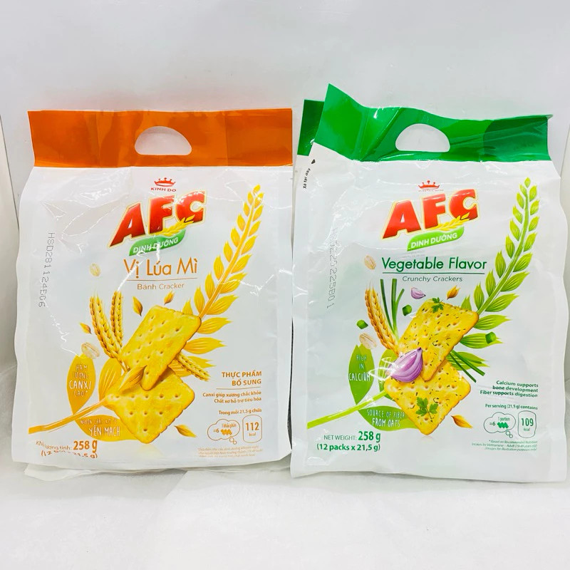 Túi Bánh AFC Vị Rau Củ - Vị Lúa Mì 258g (12 gói x 21.5g) | Shopee Việt Nam