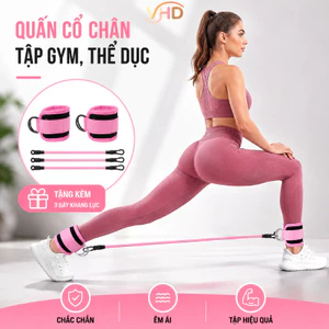 Quấn Cổ Chân Tập Gym, Thể dục Stretch Belt - Quấn Cổ Chân + Dây Kháng Lực 10/20/30 LBS Hồng và đen tùy chọn