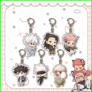 HT3 Jujutsu Kaisen Móc Khóa Anime Móc Khóa Acrylic Hoạt Hình Dễ Thương Itadori Yuji Gojo Satoru Túi Mặt Dây Chuyền Móc Chìa Khóa Quà Tặng TH