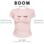 BOOM Áo Baby Tee Nữ Cotton Ôm Body-Áo Thun Ngắn Tay Y2K In Hình PhongCách Mùa Hè, Cổ Tròn Hàng Đầucách hàn quốc phong727