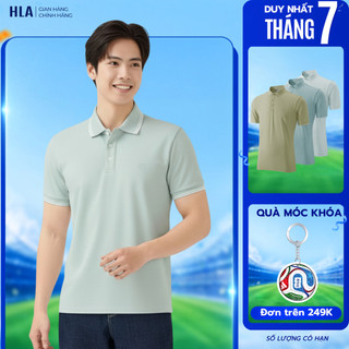 [MUA 2 GIẢM 10%] Áo POLO Nam Tay Ngắn HLA - Màu Xanh Nhạt Dễ Phối Đồ, Thoáng Mát, Thoải Mái Vận Động
