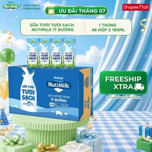 Thùng 48 Hộp Sữa Tươi Tươi Sạch NutiMilk Ít Đường 180ml