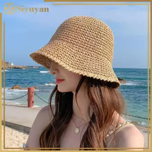 Siyuyan Nữ Chống Tia UV Ống Hút Ngư Dân Mũ Dệt Độc Đáo Thoáng Khí Màu Trơn Mũ Chống Nắng Cho Đi Bộ Đường Biển Chuyến Đi 1 Chiếc VN