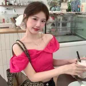 Áo thun ngắn tay một vai Dopamine phong cách Hàn Quốc dành cho nữ Mùa hè Pure Desire Slim-Fit Sweet Tits