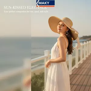 MAKY Nữ Vành Rộng Có Thể Gập Lại Mũ Rơm Chống Tia UV Đi Biển Mùa Hè Mũ Chống Nắng Cho Du Lịch Sân Vườn Đi Bộ Đường Dài VN