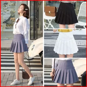 Váy Nữ Cao Cấp Thời Trang Quần Vợt Mini Dễ Thương Xếp Ly Màu Trơn Váy Học Sinh Hàn Quốc Plus Size