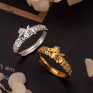 Nhẫn Ngựa Năm Mới Đơn Giản Mở Đồng Xu Nhẫn Có Thể Điều Chỉnh Cảm Giác Cao Cấp Cung Hoàng Đạo Phụ Kiện Quà Tặng [Mina]