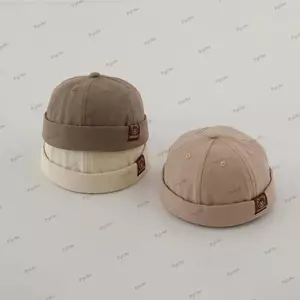 Mũ chống nắng cho bé PYCOU, Gấu bông có thể điều chỉnh dây rút Mũ không vành cho trẻ em, Mũ Hip Hop màu trơn cổ điển bé trai bé gái