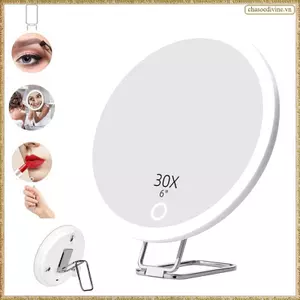 Gương trang điểm có độ phóng đại 30x, ánh sáng, thiết kế bỏ túi có thể gập lại Giá đỡ bàn Led di động để du lịch