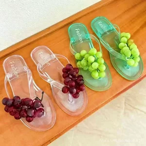 Nho Flip-Flops Nữ Pha Lê Dễ Thương Mô Phỏng Trái Cây Mùa Hè Flip-Flops Sandal Đi Biển Giá Trị Cao S