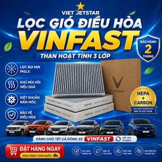 Lọc Gió Điều Hòa Ô Tô Dòng Xe Điện VinFast Than Hoạt Tính Khử Mùi Lọc Bụi Mịn Cao Cấp VIET JETSTAR+AK AUTO