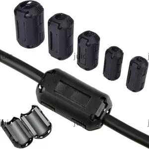 Kẹp hạt Ferrite lõi vòng JUIC, Cuộn dây Choke chống nhiễu màu đen EMI RFI Tiếng ồn, Kẹp lọc loại Snap Snap Đầu nối cáp 3,5 / 5 / 7 / 9 / 13mm