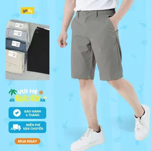 Quần sooc nam súp sườn YODY ống đứng trẻ trung vải kaki dáng lửng ngang gối QSM5019 MCCS25A037