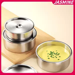 JASMINE Bát Trứng Hấp Bằng Thép Không Gỉ Ramen Cơm Salad Trái Cây Bát May Có Nắp Cốc Canh Hộp Đựng Thực Phẩm Nhà Bếp Bộ Đồ Ăn Đồ Dùng JASMINE