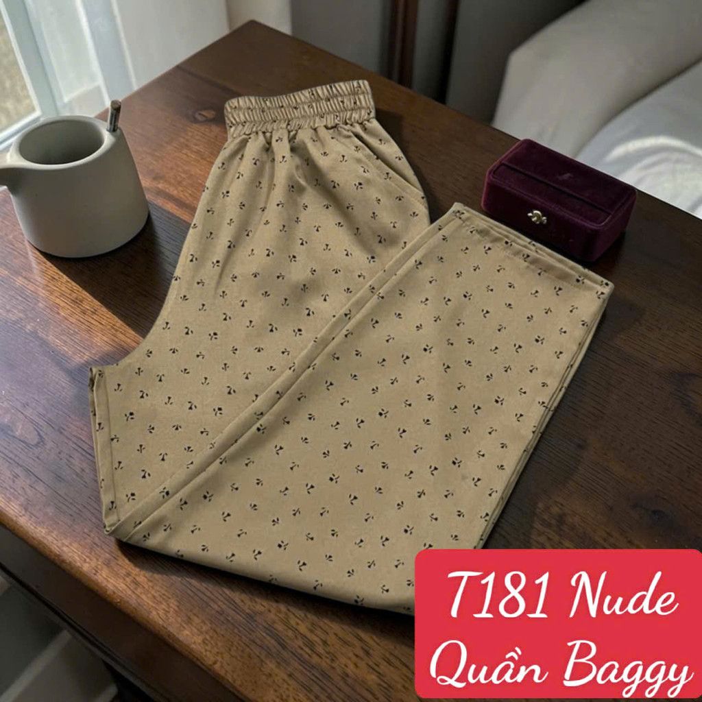 Quần Baggy Nữ Vải Cotton Lạnh Thoải Mái Khi Mặc Nhà Hay Ra Ngoài Chất Liệu Thấm Hút Nhanh Đường May Tỉ Mỉ Mã T181