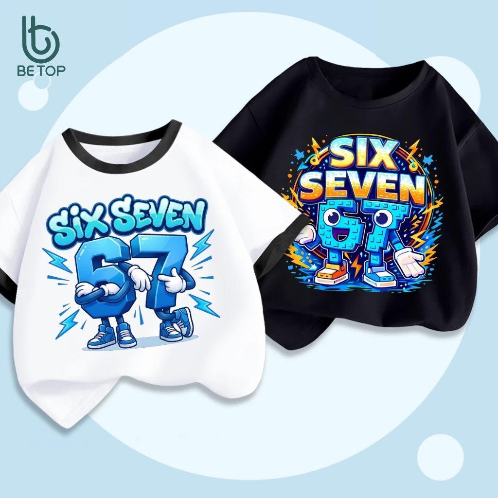 Áo Thun Cộc Tay Bé Trai BETOP, Phong Cách US-UK Thời Thượng Hình SIX-SEVEN Chất Liệu Cotton Thoáng Mát