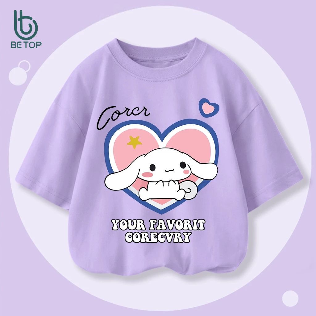 Áo Thun Form Rộng Tay Lỡ Bé Gái BETOP, Áo Phông Premium Cotton In Hình KUROMI Cute, Đáng Yêu Cho Bé Từ 1-10 Tuổi
