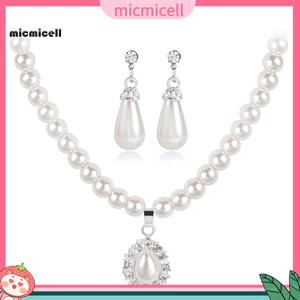 MIC _ Royal Phong Cách Công Chúa Giả Ngọc Trai Giọt Nước Mặt Dây Chuyền Bông Tai Vòng Cổ Thanh Lịch