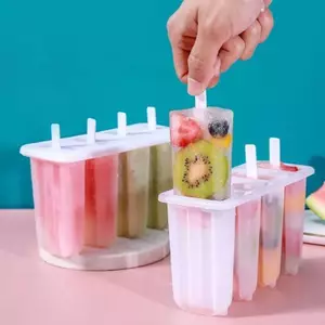 Ziyulinyuk 4 Cell Kem Popsicle Khuôn DIY Máy Làm Kem Tự Chế Hộp Đá Trẻ Em Mùa Hè Khuôn Kẹo Khay Đá Tiện Ích Nhà Bếp VN