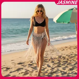 JASMINE Bohemian Lưới Viền Bikini Che Váy Dệt Tay Cao Cấp Cho Nữ Mùa Hè Bể Bơi Tiệc Đi Biển Lễ Hội Đồ Bơi JASMINE