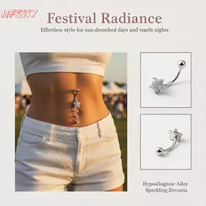 HFSHY Rốn Piercings Trang Sức Titan Xuyên Barbell Dây Xích Dài Nơ Hoa Bướm Tòn Bụng Nút Nhẫn VN