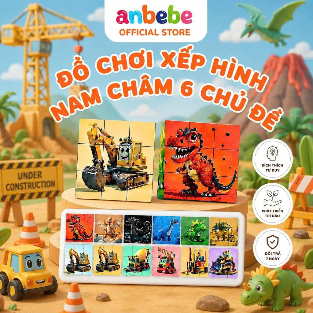 Đồ Chơi Hộp Xếp Hình Nam Châm Từ Tính 6 Chủ Đề Siêu Thú Vị Cho Bé, Đồ Chơi Phát Triển Trí Tuệ ANBEBE TOYS